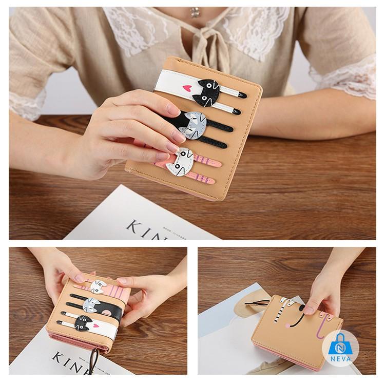 Ví Nữ 3 mèo dễ thương xinh xắn dây kéo NEVA8254