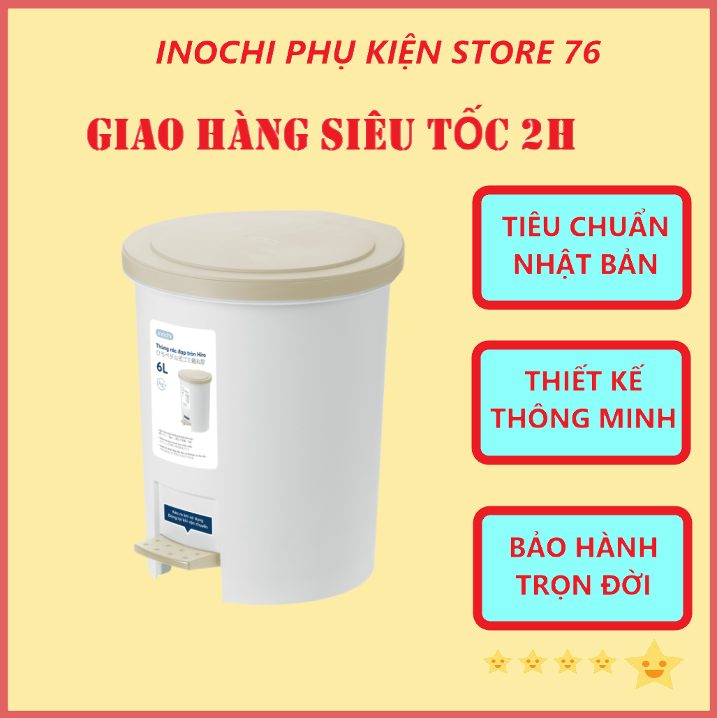 Thùng Rác Đạp Chân Mẫu Tròn Nhiều Cỡ Hiro Hàng Xuất Nhật - Chính Hãng ( Tặng kèm khăn lau pakasa) Giao màu ngẫu nhiên