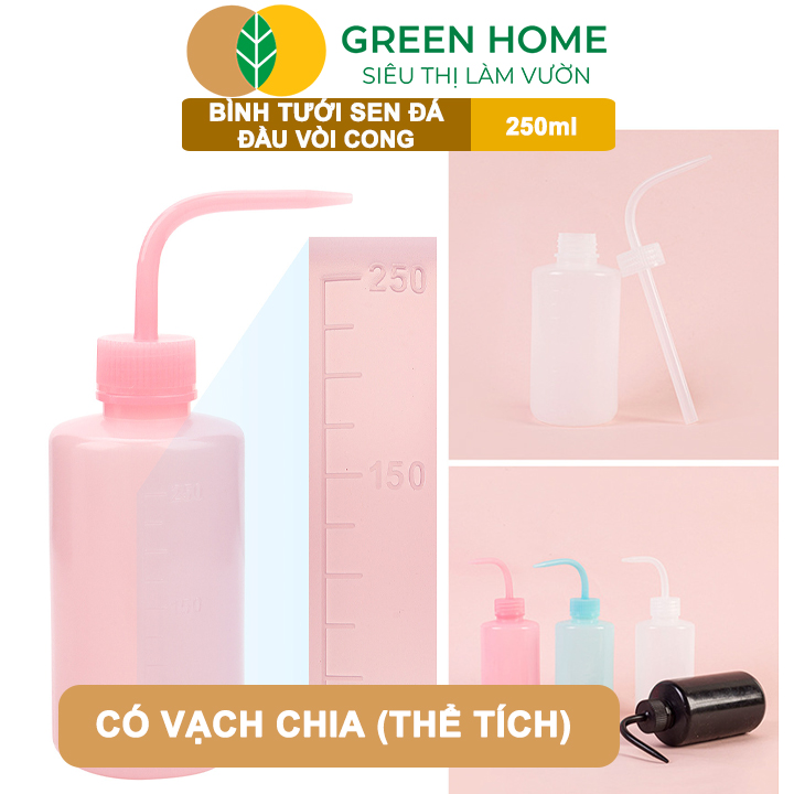 Bình Tưới Cây GreenHome, Vòi Cong 250ml, Phù Hợp Cho Sen Đá, Xương Rồng, Màu Sắc Ngẫu Nhiên