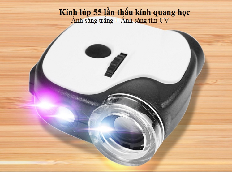 Kính lúp kẹp điện thoại 55X Sửa chữa mạch điện tử ( ( Tặng 01 đèn pin mini trợ sáng sửa chữa màu ngẫu nhiên )