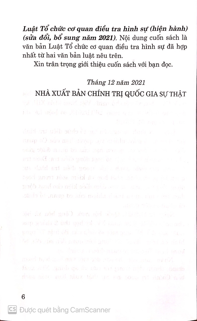 Luật tổ chức cơ quan điều tra hình sự ( Hiện hành ) ( sửa đổi, bổ sung năm 2021 )