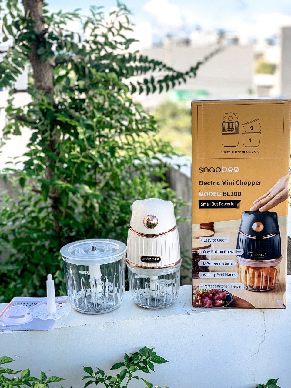 [Hàng chính hãng] Máy xay thịt Snapbee BL200 (Trắng/Xanh) - Máy Xay Đa Năng 2 Cối, 2 Lưỡi Dao