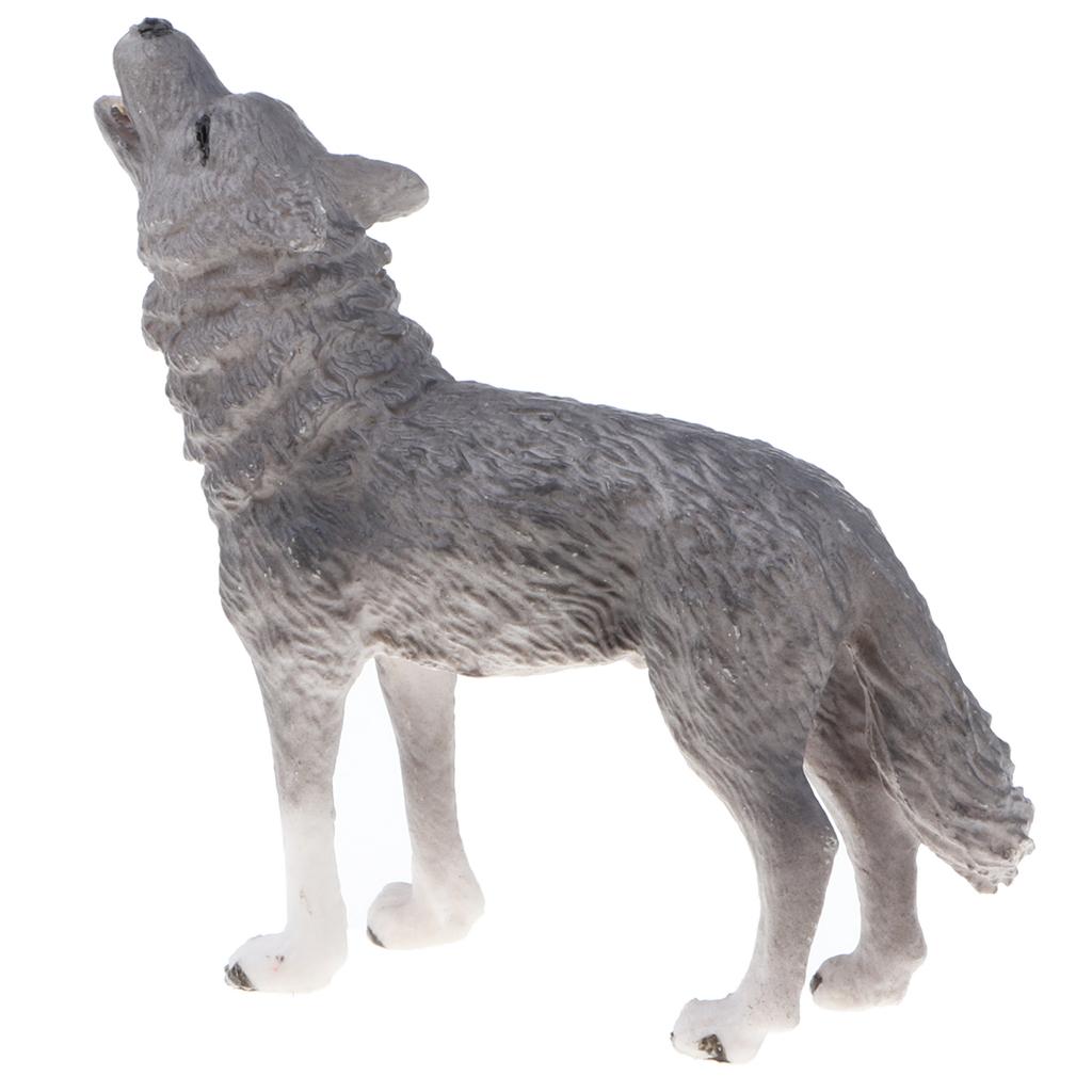 4 Pieces Plastic Animal Model Figurines For Kids Gift Home Decor Gray Wolf