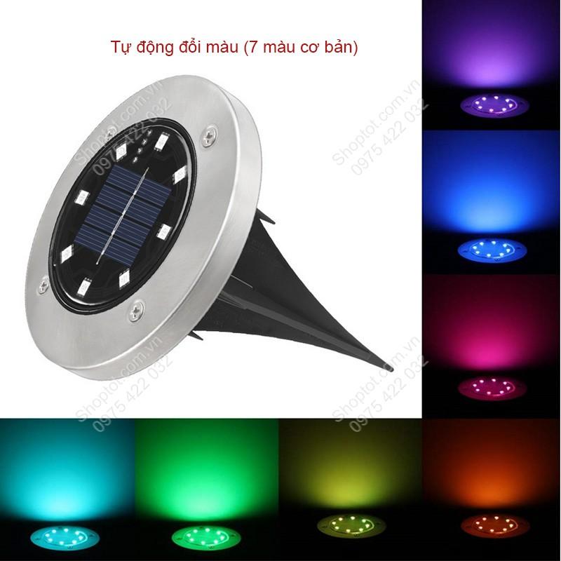 ĐÈN LED TỰ ĐỔI MÀU RGB NĂNG LƯỢNG MẶT TRỜI, 8 MẮT LED 0.8W CẮM SÂN VƯỜN