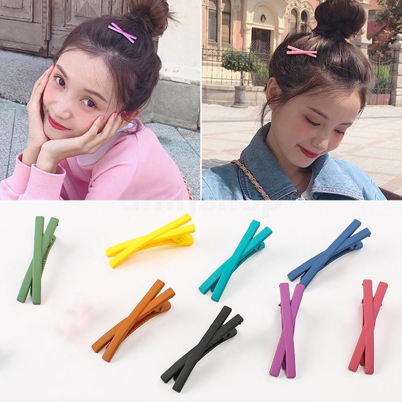 Kẹp X Tóc Chữ nhiều Màu Trơn Kẹp Mái Nữ Đáng Yêu đơn giản nhựa cao cấp