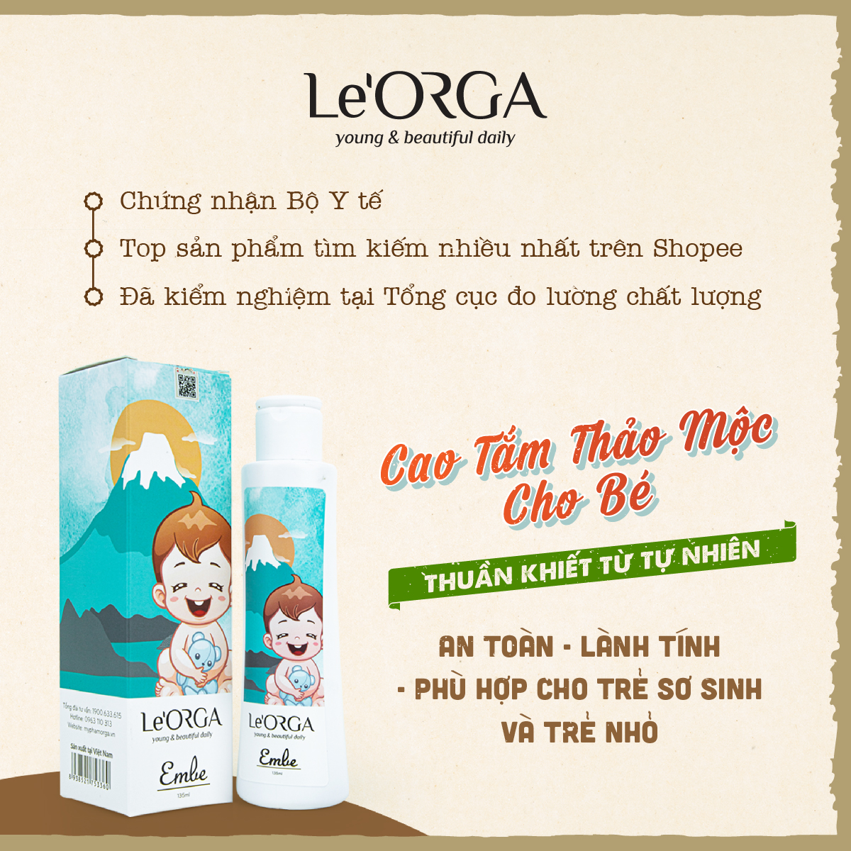 Cao tắm thảo dược Le'Orga Embe (135ml)