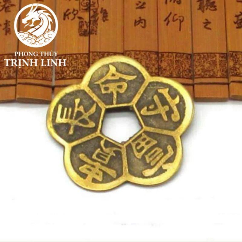 ĐỒNG XU HOA MAI 5 CÁNH PHONG THỦY