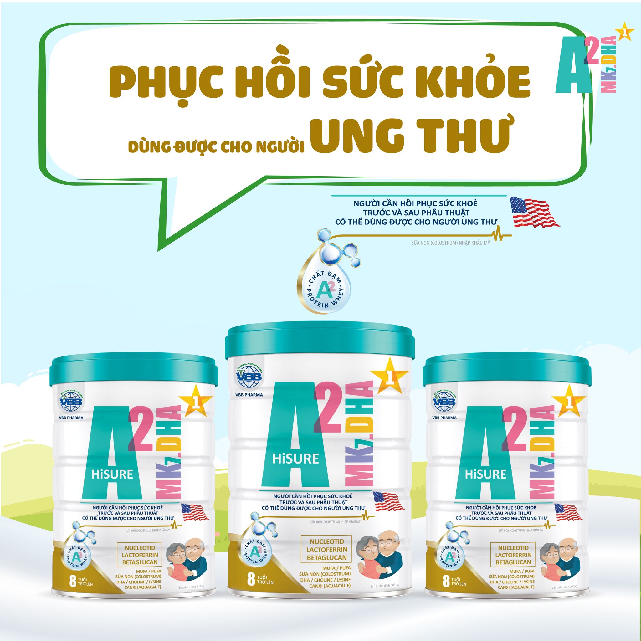 Sữa Bột cho người Ung thư A2 HiSure 900g