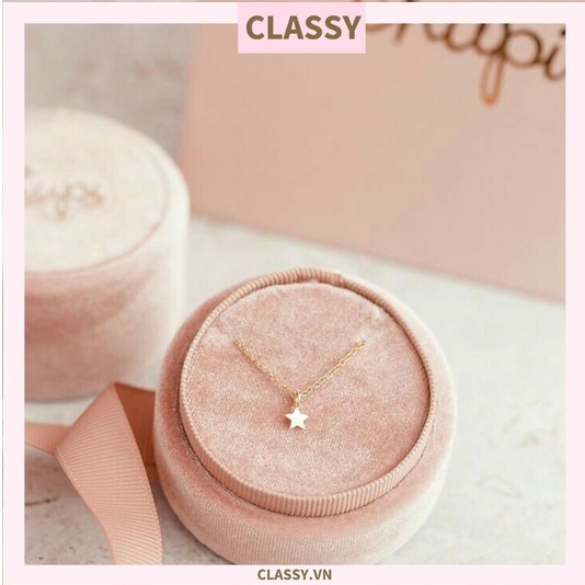 Túi giấy Classy đính nơ cao cấp Classy màu hồng, hộp đựng trang sức nhẫn, dây chuyền bằng nhung Q1348