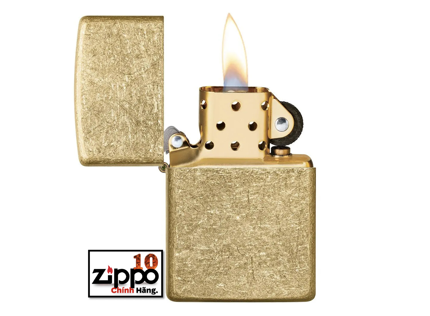 Bật lửa ZIPPO 49477 Classic Tumbled Brass - Chính hãng 100%