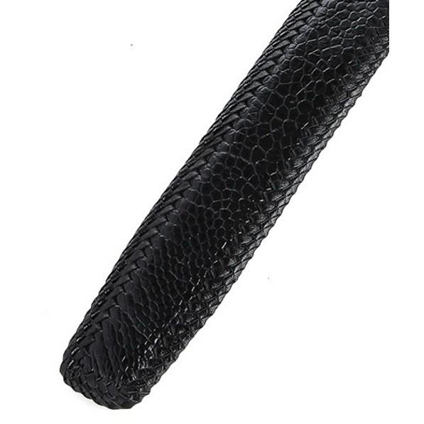 Dây nịt nam da đà điểu Huy Hoàng đan viền màu đen HC4456