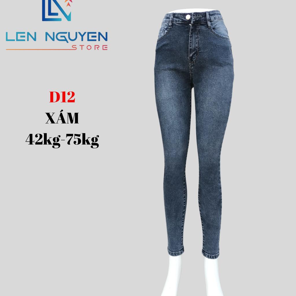 D12_Quần jean nữ, dài, lưng cao, quần bò nữ dáng ôm, quần rin nữ có big size, cho 42kg đến 75kg,LEN NGUYEN STORE