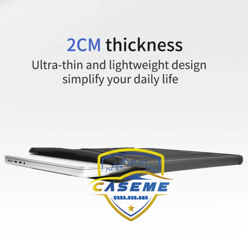 Bao da có giá đỡ cho laptop &amp; MacBook 13&quot;/14.2&quot;/16.2&quot; – Chống sốc, chống thấm, lót lông mềm – Hàng Chính Hãng
