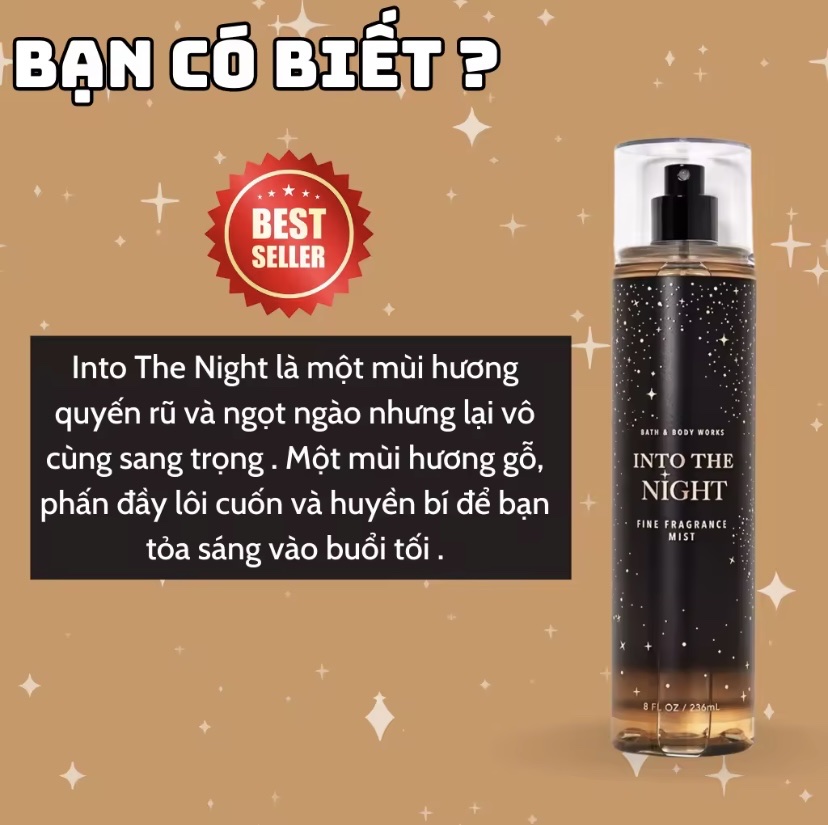 Body Mist Into The Night 236ml - Bath and Body Work Into The Night Chính Hãng