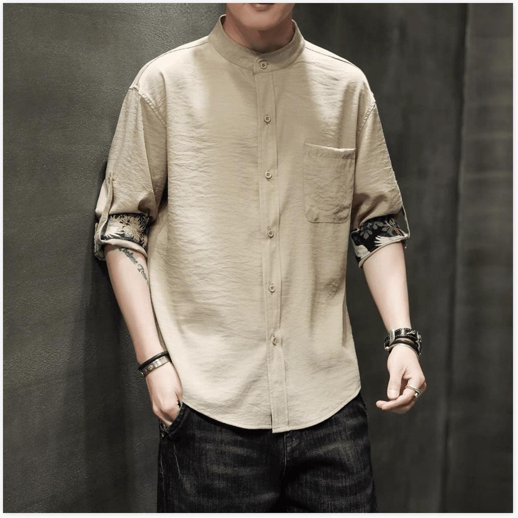 Áo sơ mi cổ tàu NAM CỰC CHẤT PHONG CÁCH , LỊCH LÃM SIÊU HOT HÈ 2021 KME FASHION