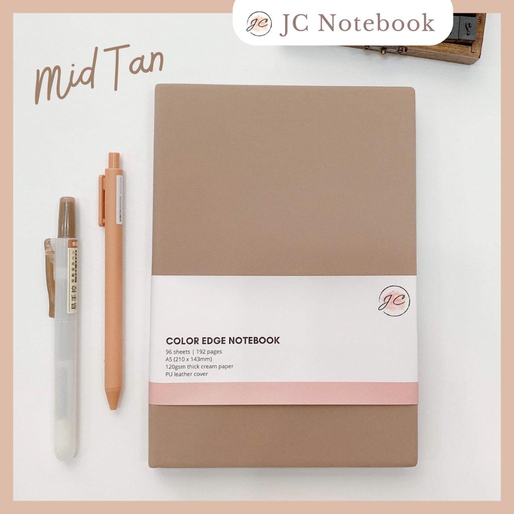 Mid Tan Color Edge Notebook - Sổ Bìa Da Mềm - A5 Bìa Da PU - Sổ Journal In Viền Màu giấy Kẻ Ngang 120gsm