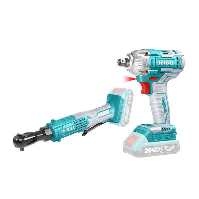 BỘ COMBO MÁY SIẾT BULOONG TIWLI2038 & TDRLI20601 5 DÙNG PIN 20V TOTAL TOSLI23043 - HÀNG CHÍNH HÃNG