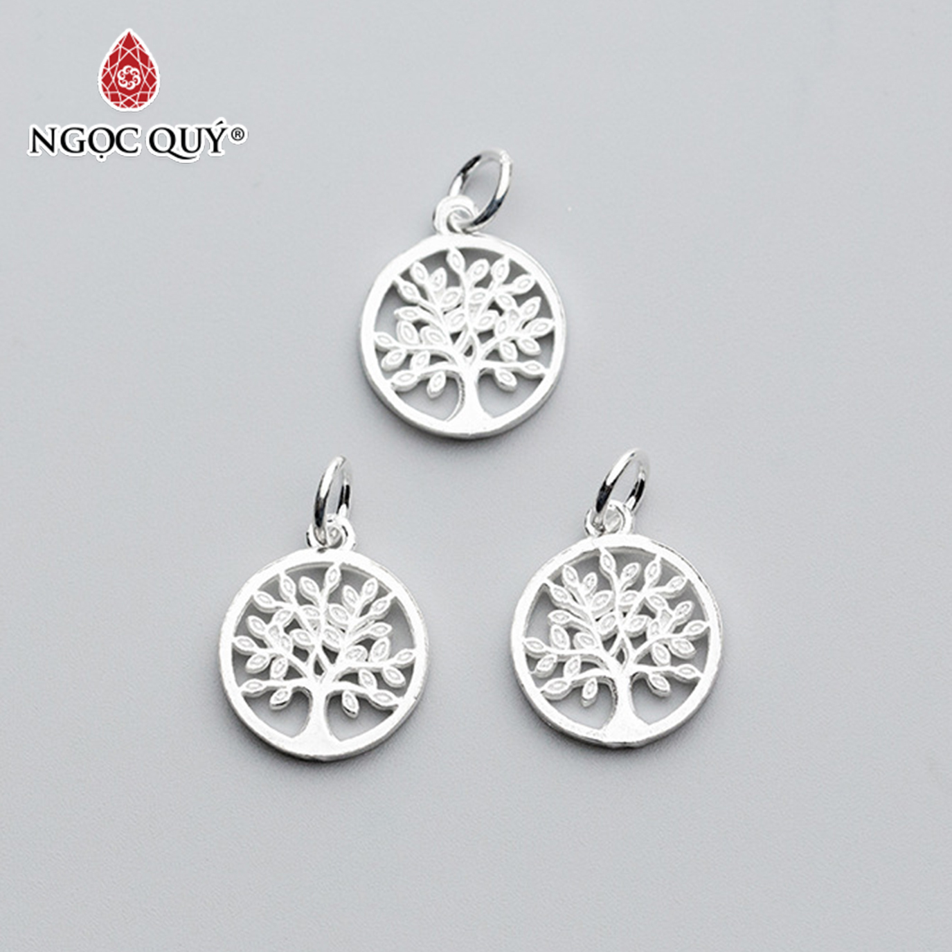 Charm bạc trắng hình cây trí tuệ treo - Ngọc Quý Gemstones