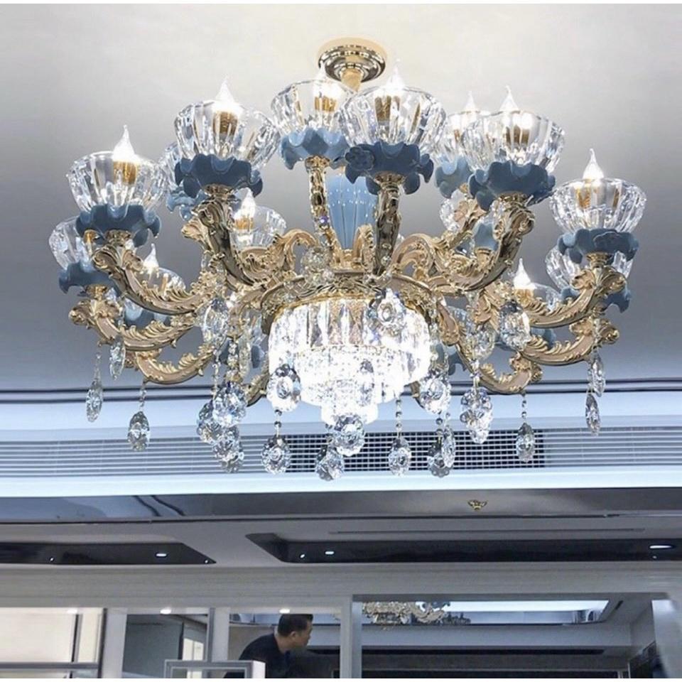 Đèn chùm SISON pha lê 15 tay chuẩn xịn phong cách hiện đại, tinh tế - kèm bóng LED chuyên dụng