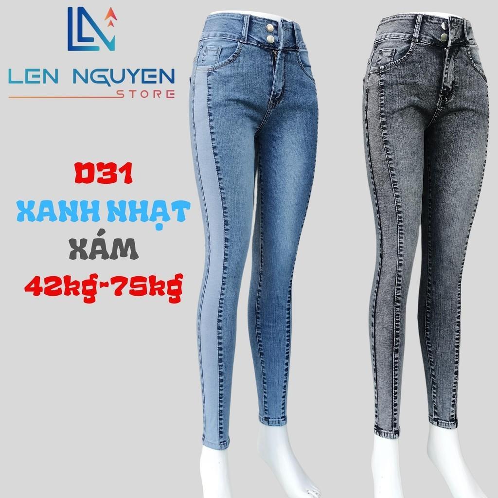 D31_Quần jean nữ, dài, lưng cao, quần bò nữ dáng ôm, quần rin nữ có big size, cho 42kg đến 75kg,LEN NGUYEN STORE - Xám