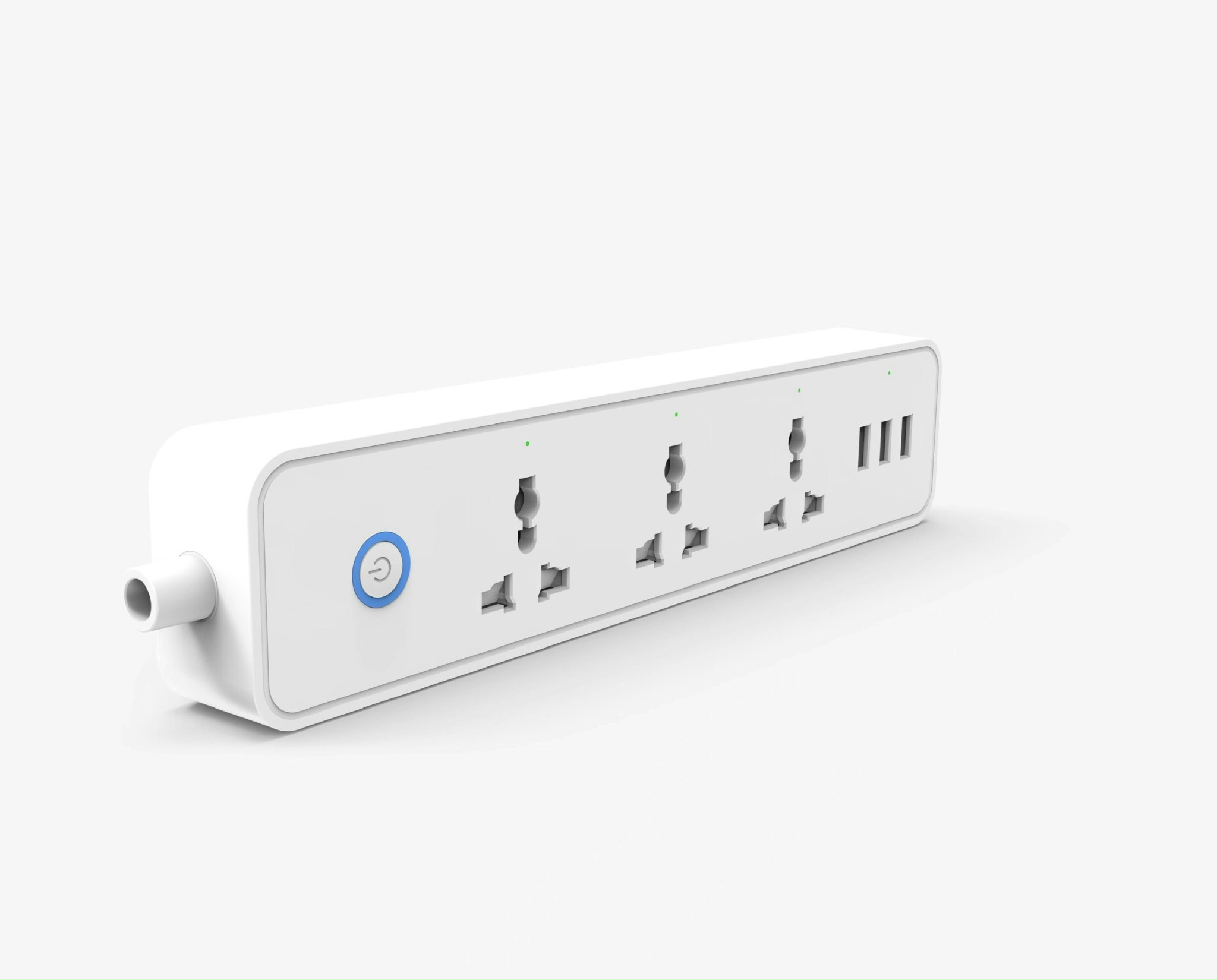 Ổ cắm điện thông minh Tuya wifi AKIA ASP250, ổ cắm dài - 3 ổ cắm độc lập, 3 jack USB sạc nhanh, tương thích Smart Life - Hàng Chính Hãng