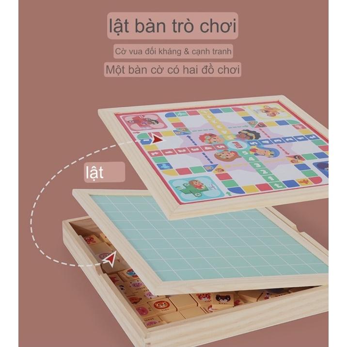 Bàn cờ bay + lật hình luyện trí nhớ 2 in 1, tìm cặp hình giống nhau