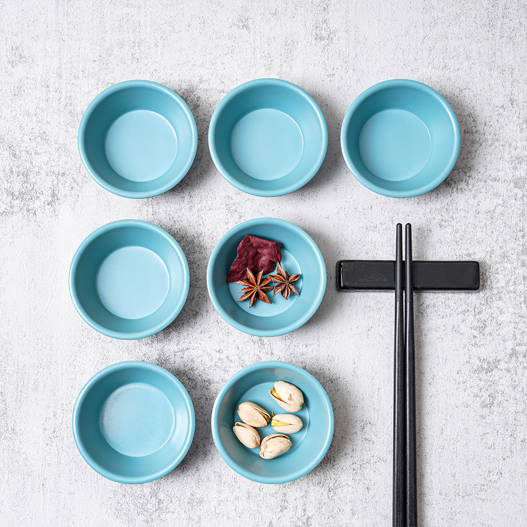 Chén chấm hình tròn màu xanh bằng melamine cao cấp