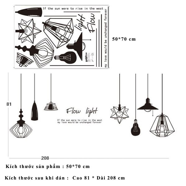 Decal dán tường đèn trang trí ZOOYOO DLX5206