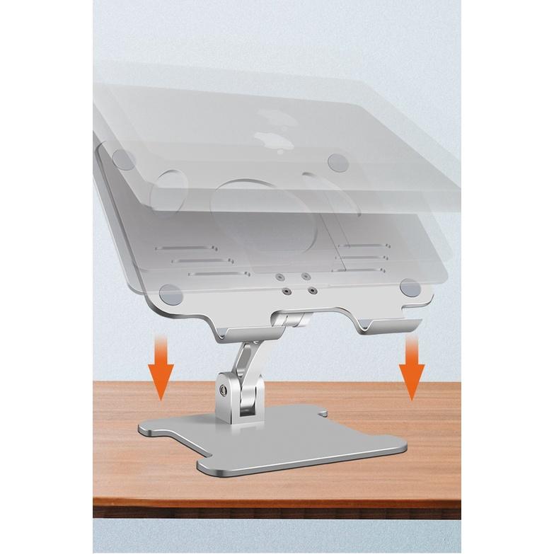 Giá đỡ laptop tablet bằng nhôm kiêm đế tản nhiệt nâng Macbook máy tính bảng Ipad MT99 điều chỉnh độ cao, gấp gọn.