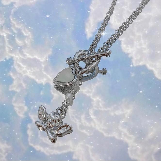 Dây chuyền thiên thần,móc khóa trái tim, DMA013