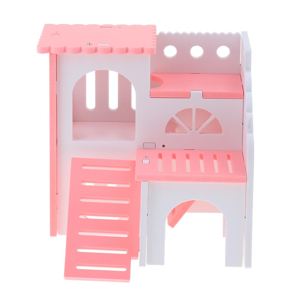 Hamster House Cages Wooden Small Animals Villa Hut Play Toy Blue