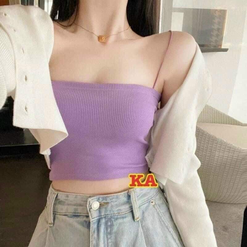 Áo hai dây trơn đơn giản dễ phối đồ
