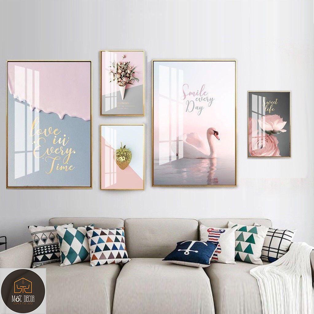 Tranh bộ 5 tấm tráng gương siêu đẹp