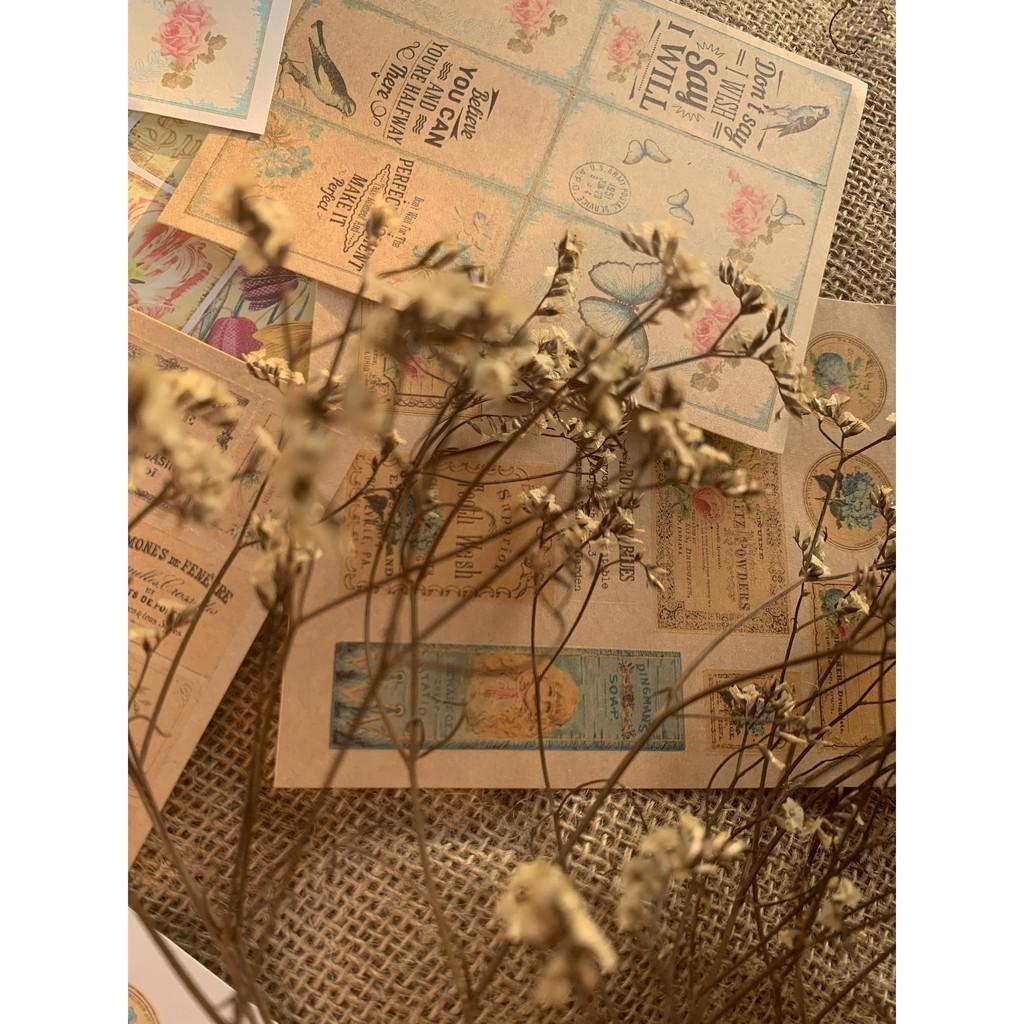 Set 2 tờ sticker vintage - trang trí, bullet journal sổ tay - sổ kế hoạch - uni003