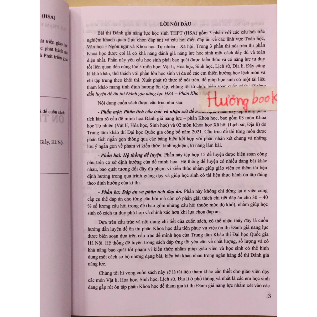 Sách - Hướng dẫn luyện đề – ôn thi Đánh giá năng lực - HSA Phần Khoa học