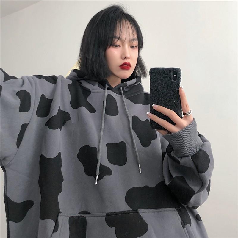 Áo hoodie bò sữa nữ form rộng dài vải nỉ chất đẹp giá rẻ hàng quảng châu  áo thu đông unisex Ulzzang 2022