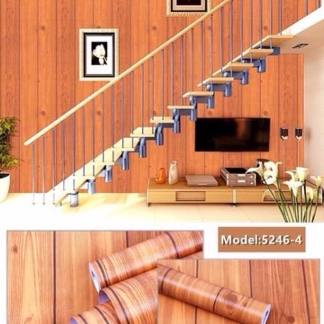 10M giấy dán tường gỗ keo sẵn khổ 45 cm