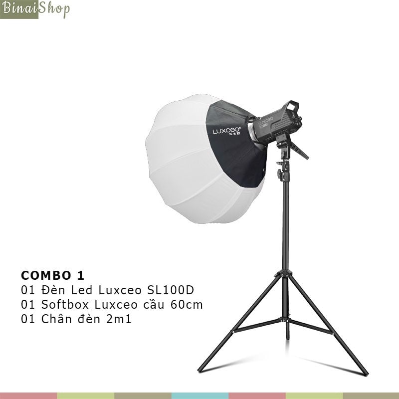 LUXCEO SL100D - Bộ Đèn LED Cho Studio Giải Màu 2700-6500K 100W, Điều Khiển App- Hàng chính hãng