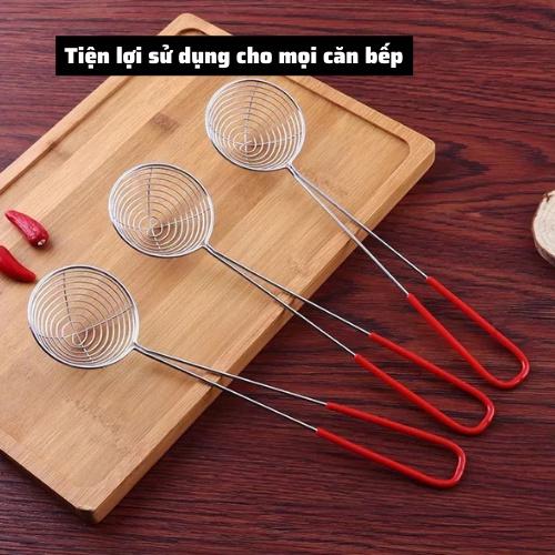 Vợt vớt/múc trân châu, topping nha đam thạch vợt múc lẩu,đồ chiên chuôi đỏ inox cao cấp tiện lợi nhỏ gọn an toàn sử dụng