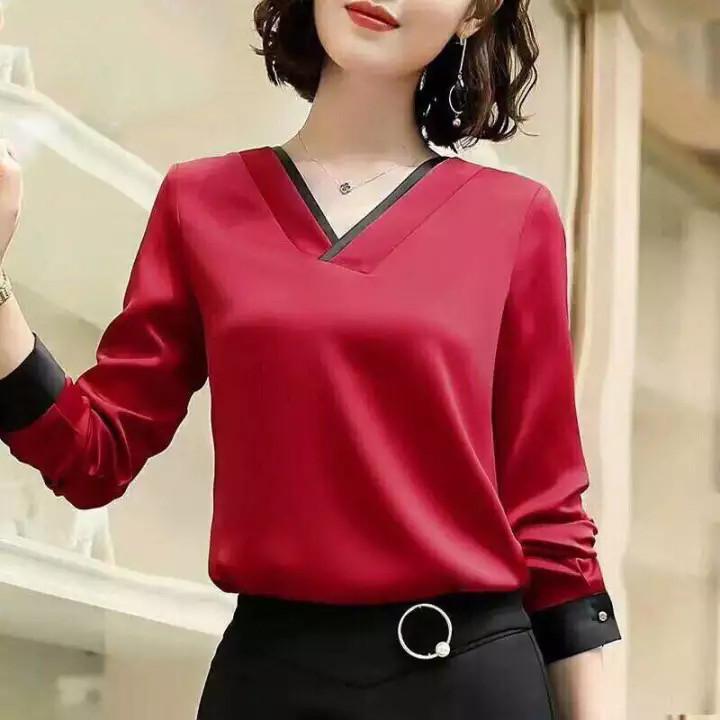 Áo sơ mi tằm Thái cổ cách điệu