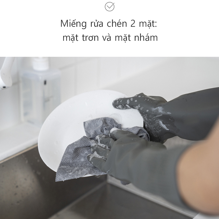 Miếng Rửa Chén Dùng Một Lần Saengong Loại Lớn Màu Xám Cuộn 60 Miếng