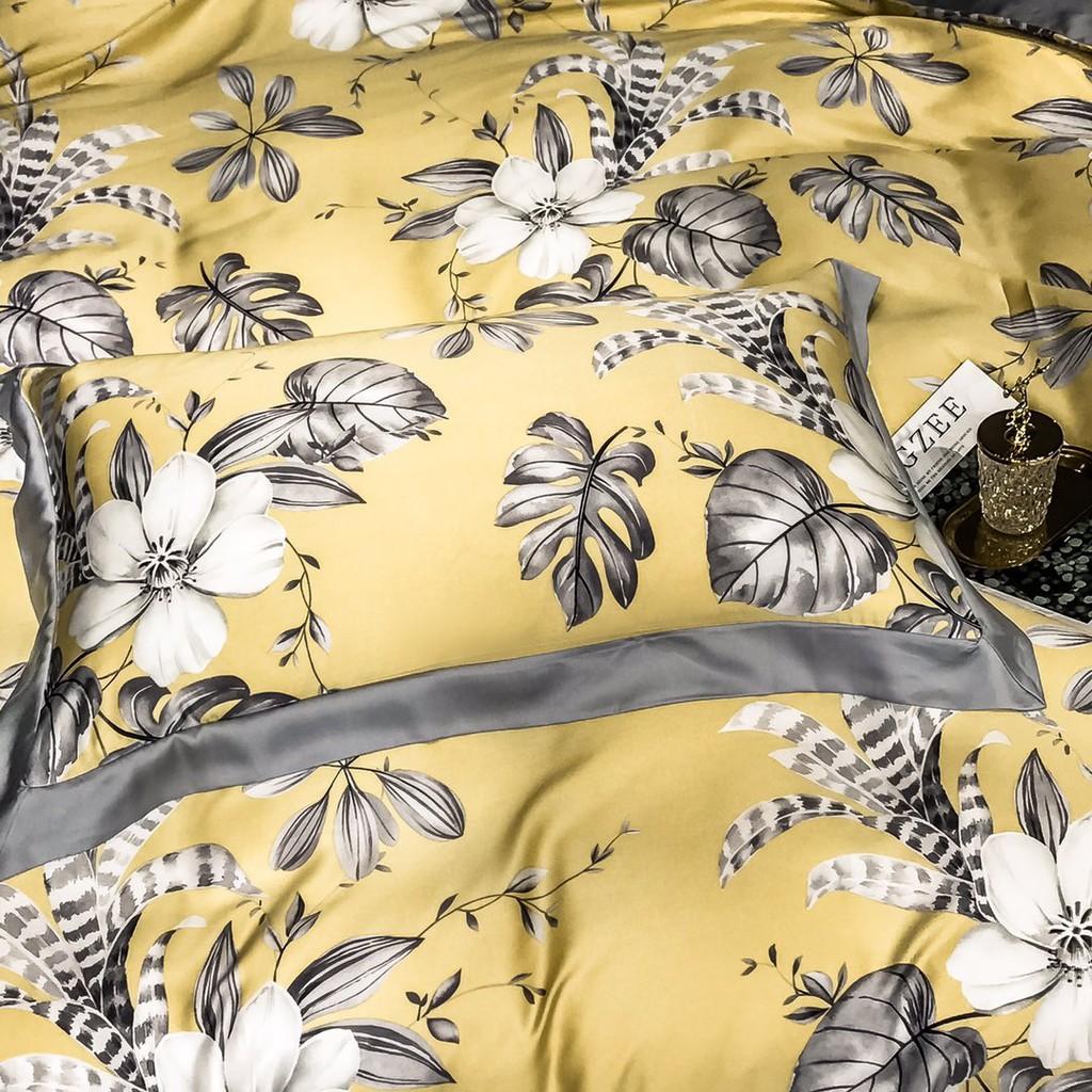 Bộ chăn ga gối LUXURY COLLECTIONS 546 lụa Tencel 100S Phối họa tiết cách điệu trẻ trung,mềm mịn,sang trọng