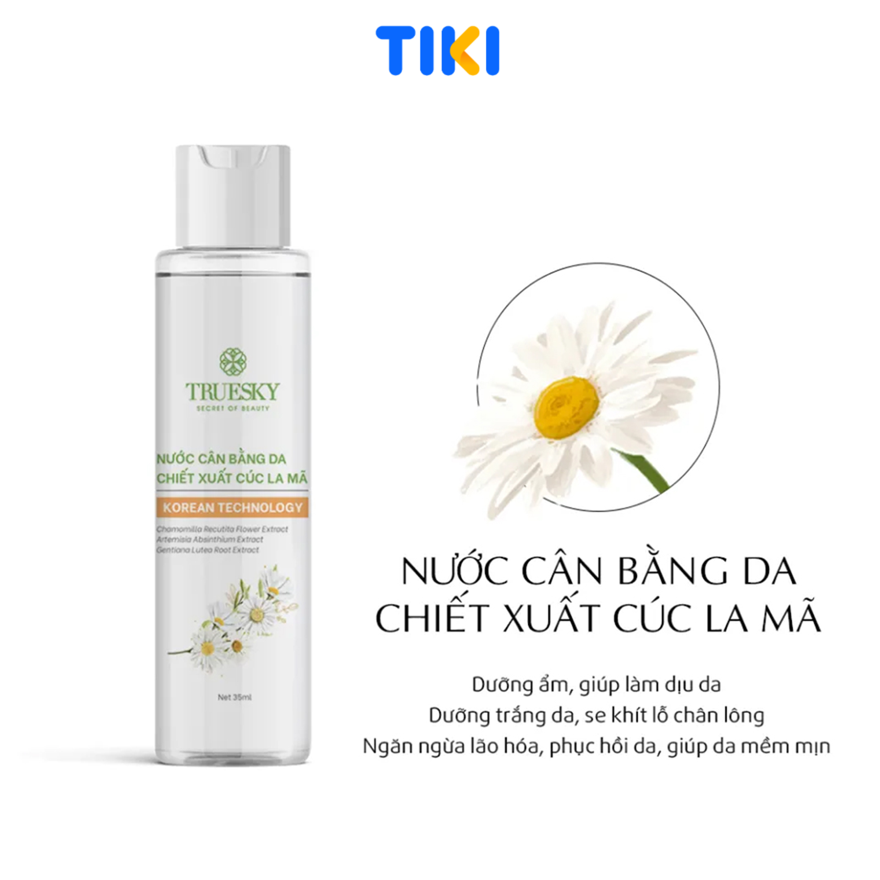 Toner nước cân bằng da Truesky chiết xuất hoa cúc la mã 35ml giúp sáng da ngừa mụn