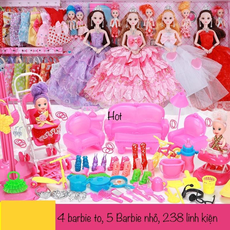 238 LINH KIỆN BỘ ĐỒ CHƠI BÚP BÊ BARBIE BÉ GÁI KÈM PHỤ KIỆN LÀM ĐẸP