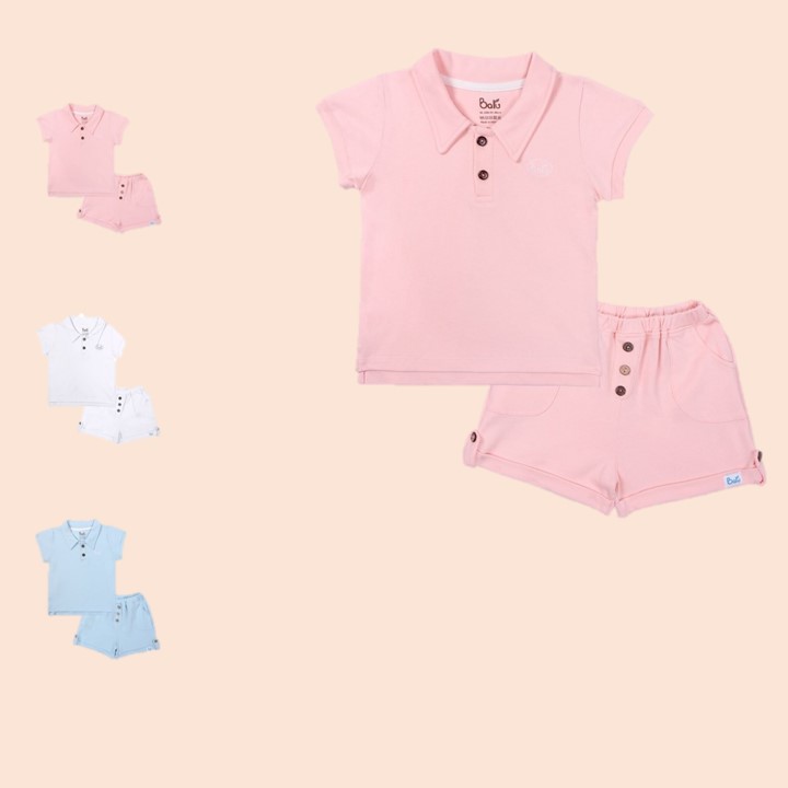 Bộ Áo Thun  BARU Cotton Cổ polo Ngắn Tay + Quần Short Thời Trang quần áo trẻ em ( 9M-4Y )