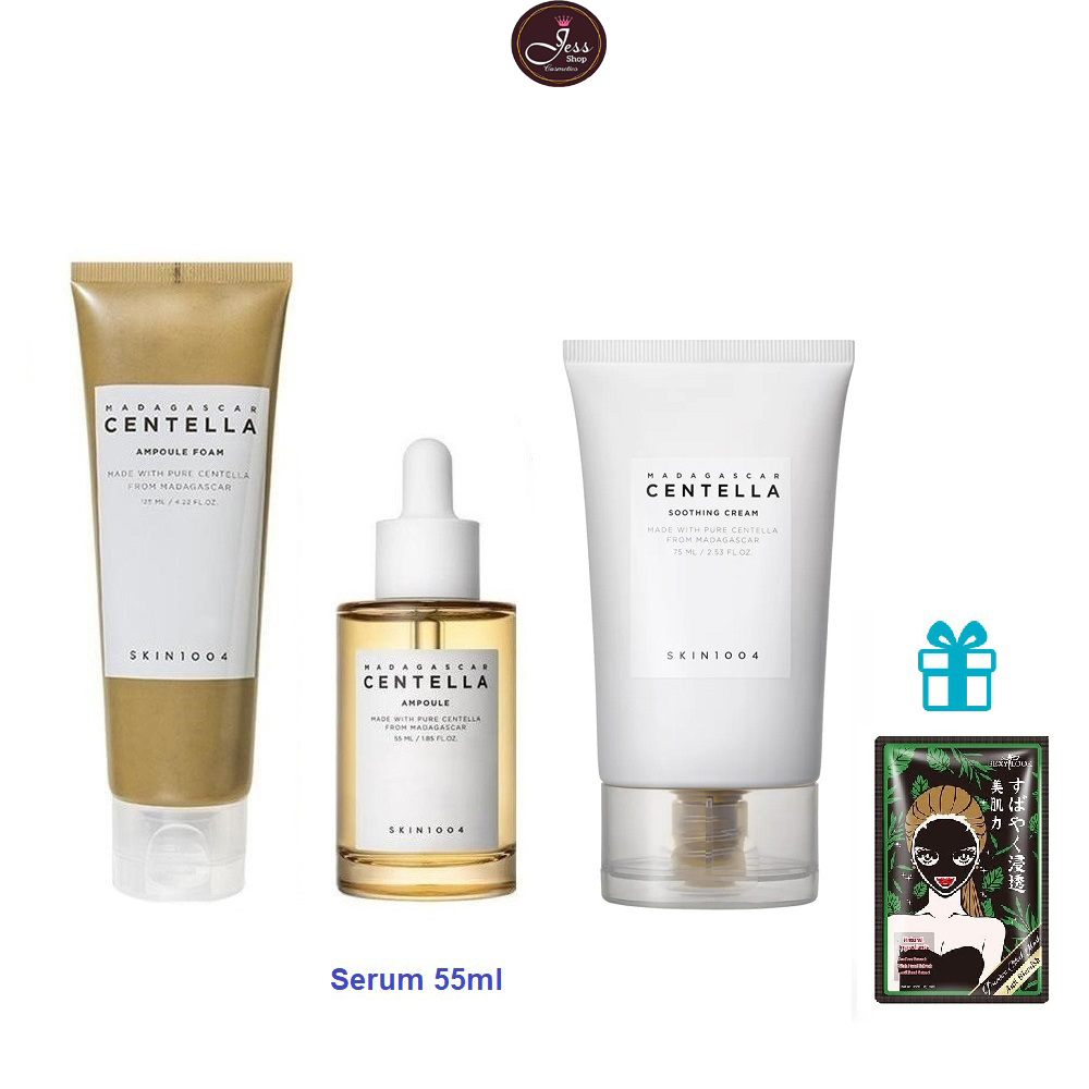 Bộ 3 Sản Phẩm Dưỡng Da Giảm Mụn Skin1004 Madagascar Centella (Sữa rửa mặt 125ml + Serum 55ml hoặc 100ml + Kem Soothing 75ml) Tặng 1 Mặt Nạ Sexylook