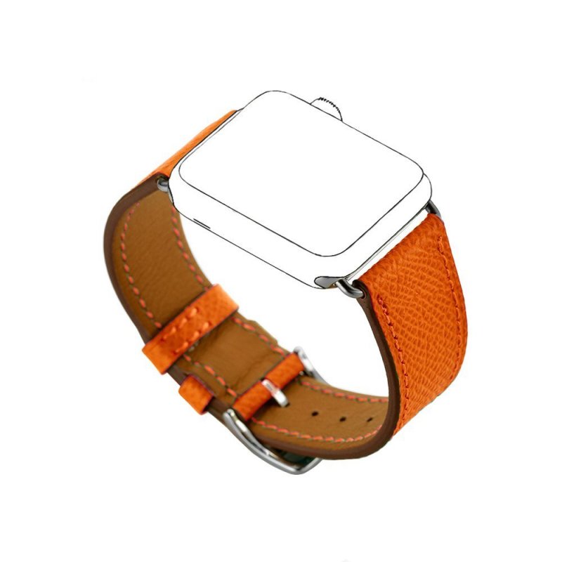 Dây đeo thay thế cho Apple watch bản 42/44mm_ dây da_ màu cam_ hàng nhập khẩu
