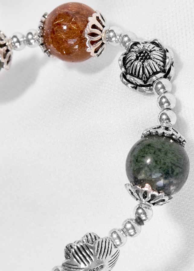 Vòng Thạch Anh Tóc Xanh Phối Thạch Anh Tóc Đỏ Ngọc Quý Gemstones