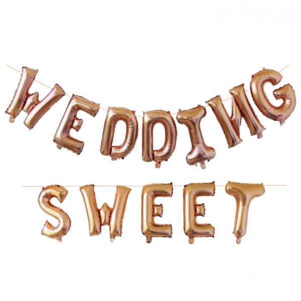 Sweet Wedding Foil Balloon Bunting Banner Wedding Party Decoration Champagne