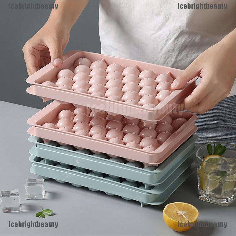 ICEB Ice Cube Tray Round Cubes Plastic Ice Cube Maker Mold with Lids